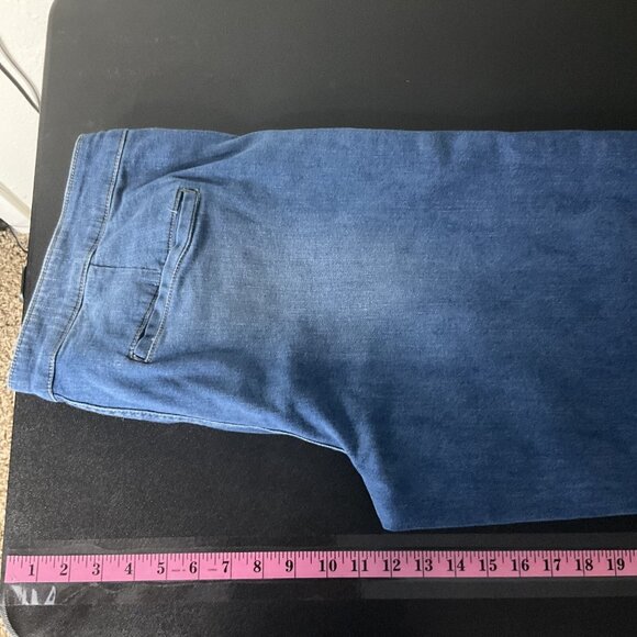 SOHO New York & Co Jeans Women Sz 14 Blue Wide Leg Snap Button Sides Boho Hippie - Picture 6 of 11